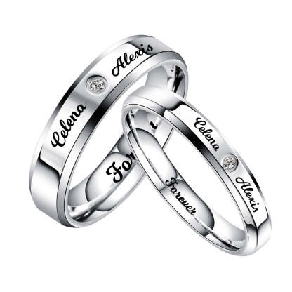 Personalized Engraved Name Promise Rings for Couple