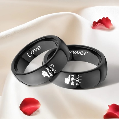 Customized couple promise ring in Black Plated