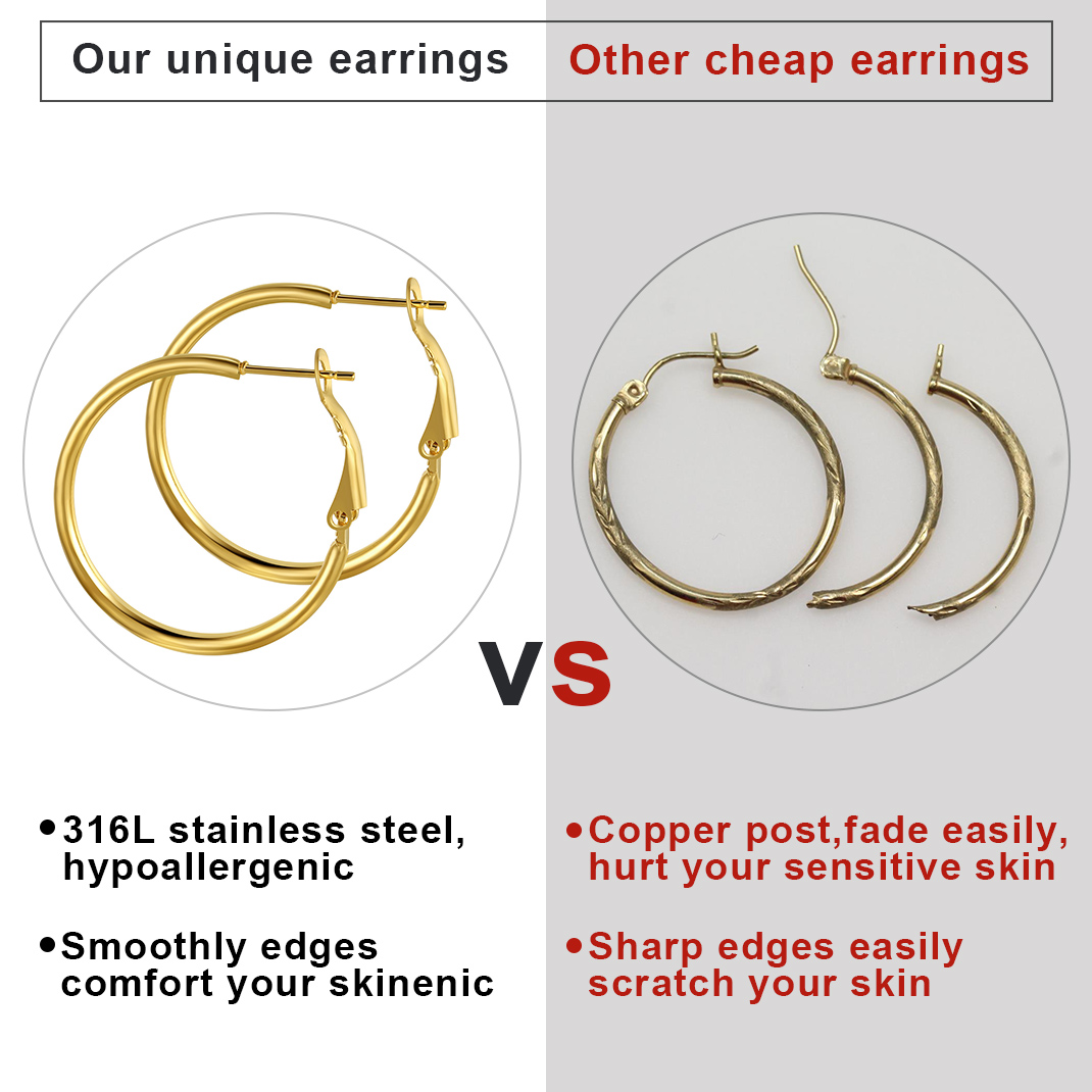 14K Gold Plated Large Hoop Earrings for Women