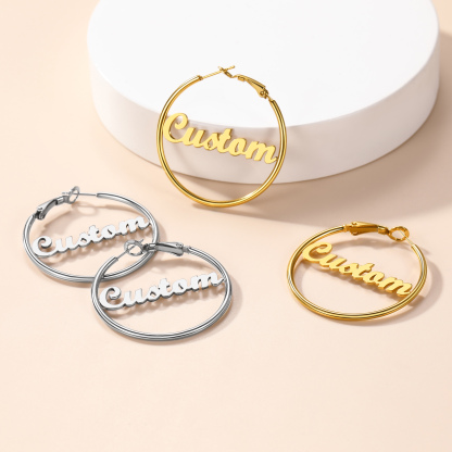 Personalized Name Lightweight Large Hoop Earrings 40/50/70mm collection 