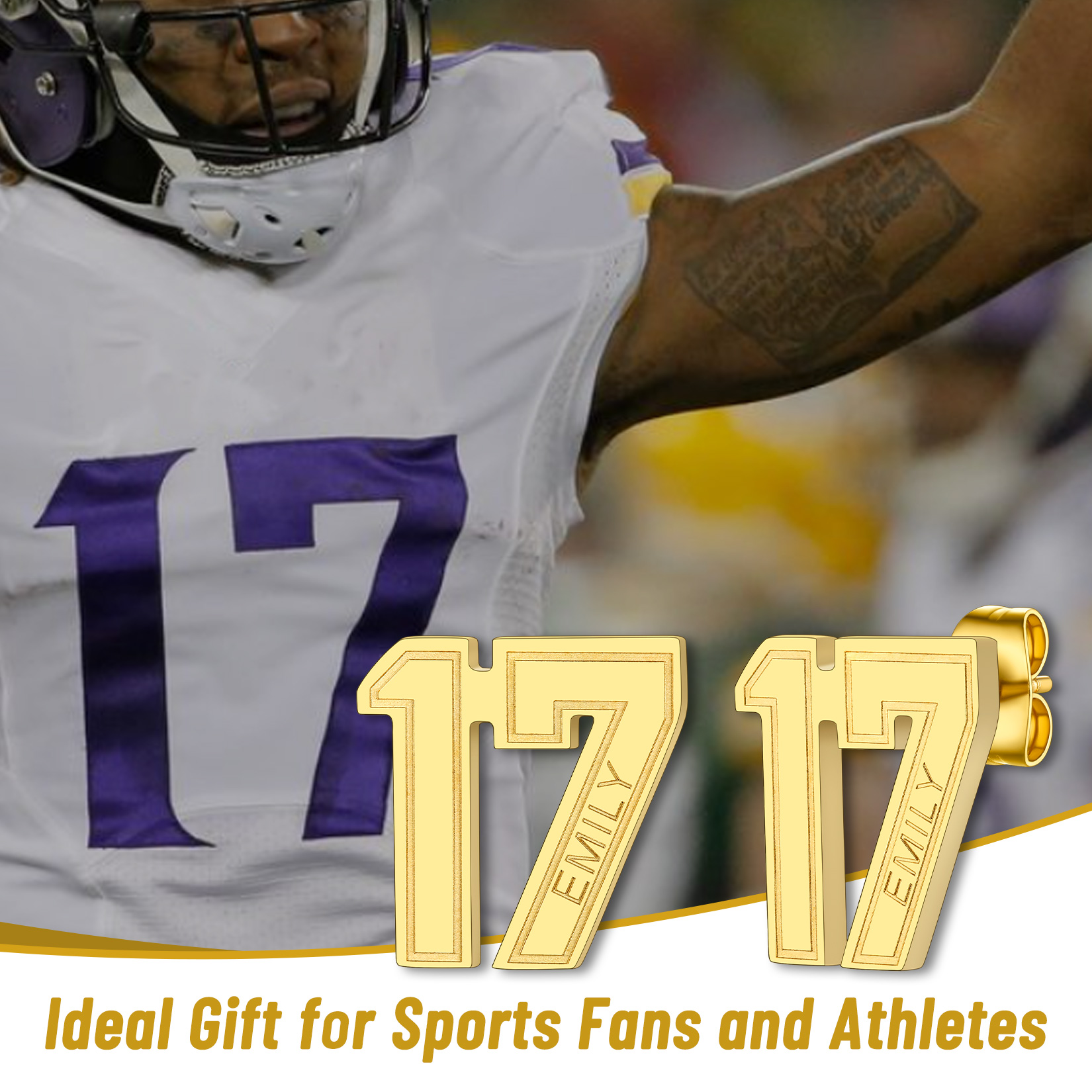 Custom Name Sport Stud Number Earrings gifts