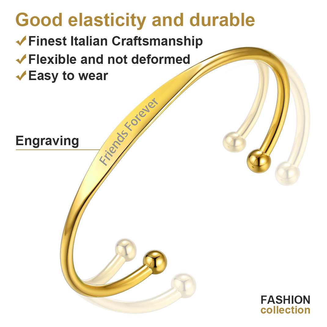 Personalized Engraved Name Cuff Bracelets for Women 18k gold plated