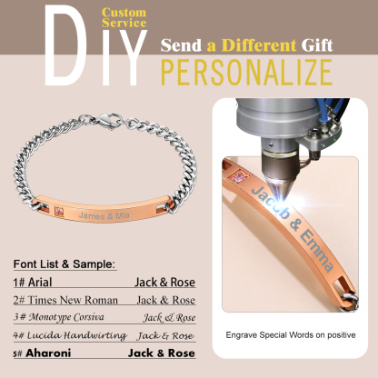 Personalized Engraved Bracelet Name Bracelets for Couple engraved