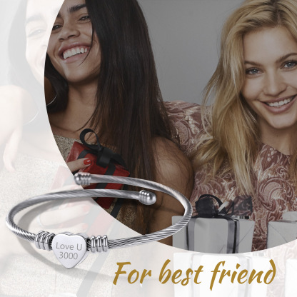 Custom Name Engraved Bangle Cuff Bracelet for friends