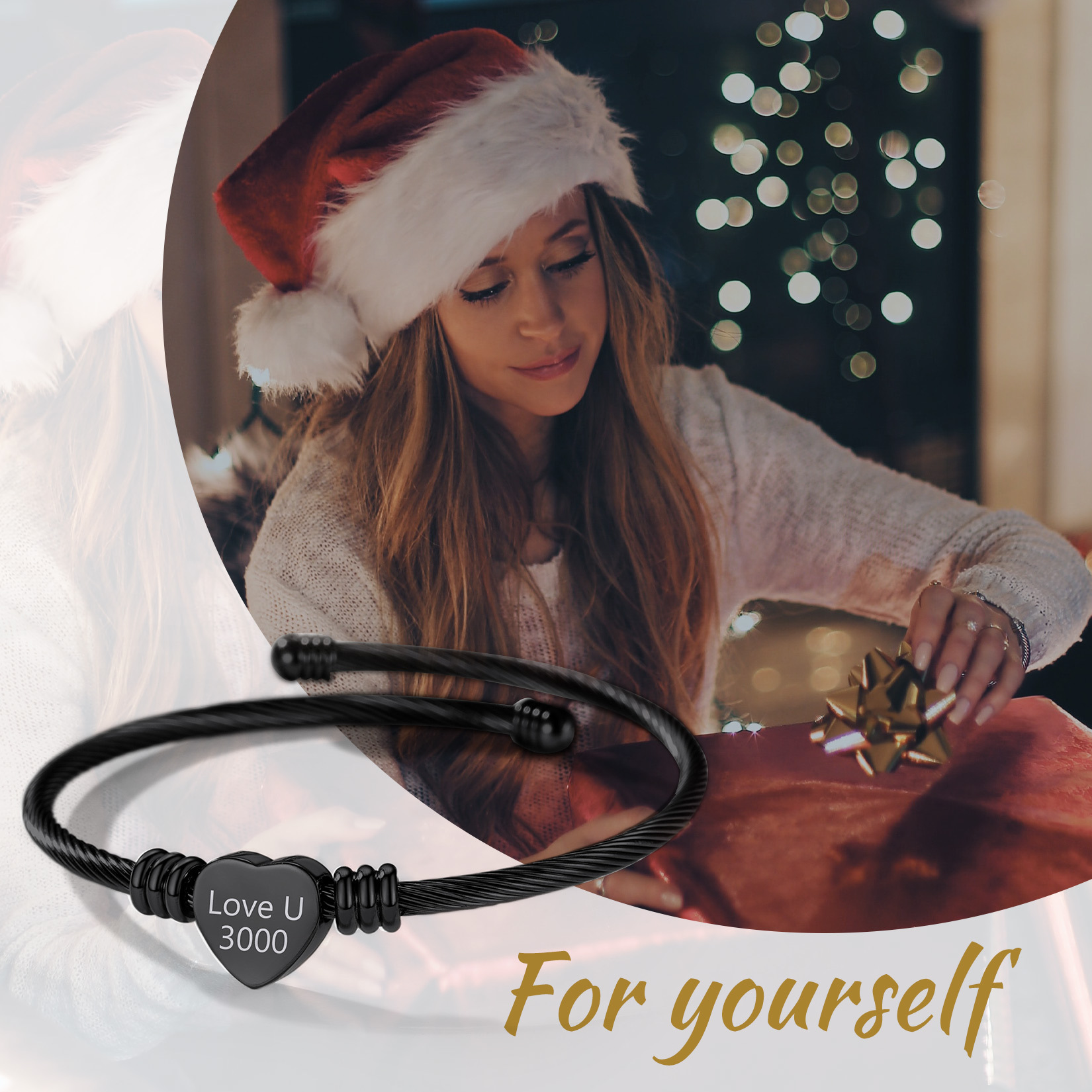 Custom Name Engraved Bangle Cuff Bracelet for yourself