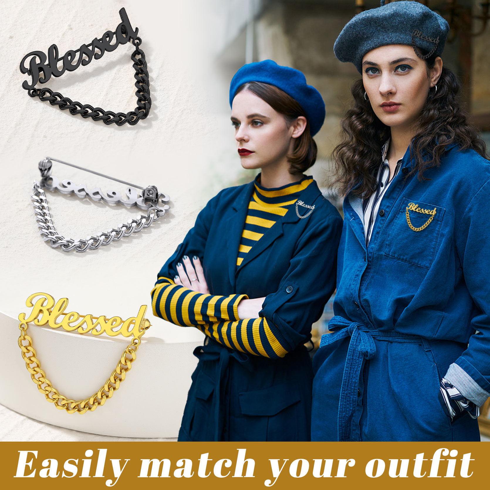 Engraved Name Pin for Women Men