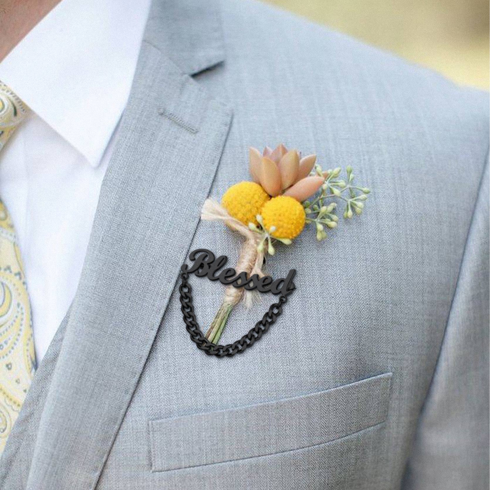 Personalized Engraved Name Pin for Women Men for wedding