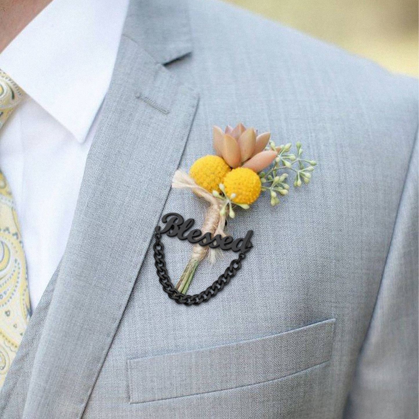 Personalized Engraved Name Pin for Women Men for wedding