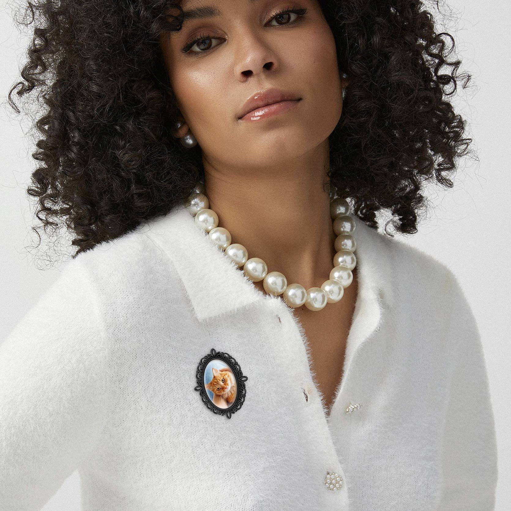 Photo Charms Brooch Pins for Women model black