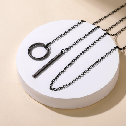 Custom Y-Shaped Bar Necklace Black