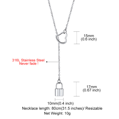  Personalized Engraved Dainty Y Lock Necklace for Women size