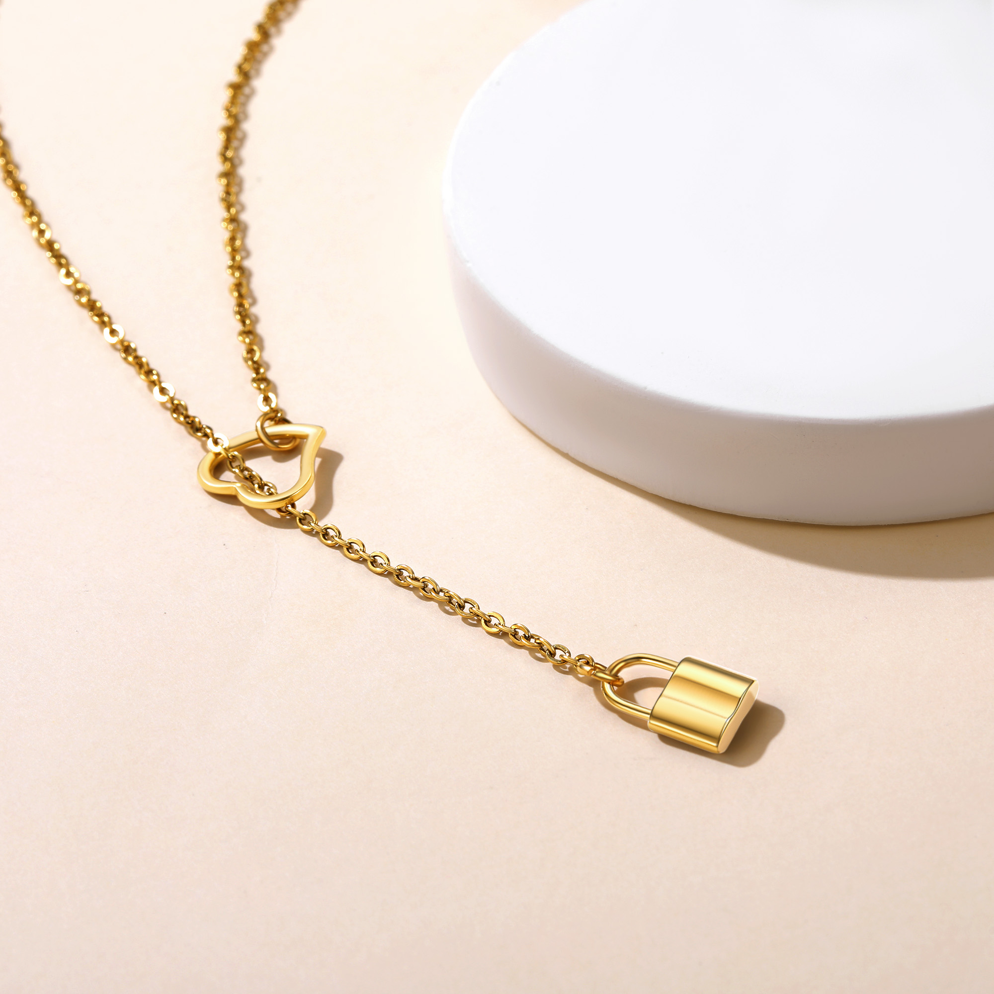  Personalized Engraved Dainty Y Lock Necklace for Women occasion gold