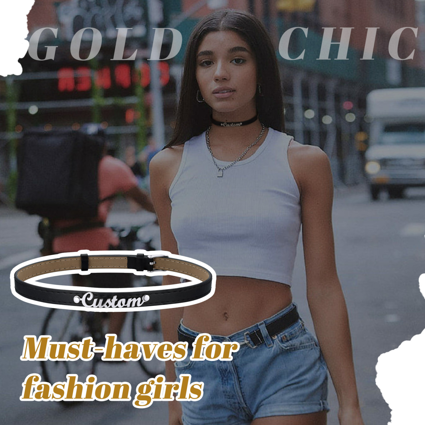 Custom Leather Collar Choker Necklaces for Women