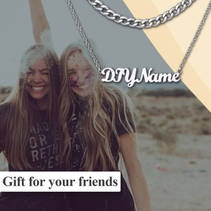 Custom Name Plate Layered Cuban Chain Necklace for Women friend gift