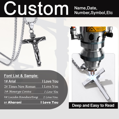 Customizable Stainless Steel Cross Necklace with Free Engraving