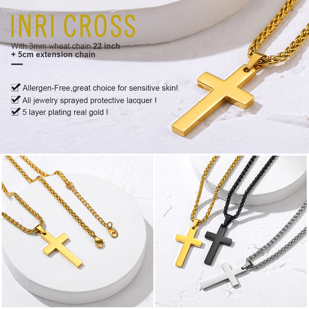 Customizable Stainless Steel Cross Necklace with Free Engraving