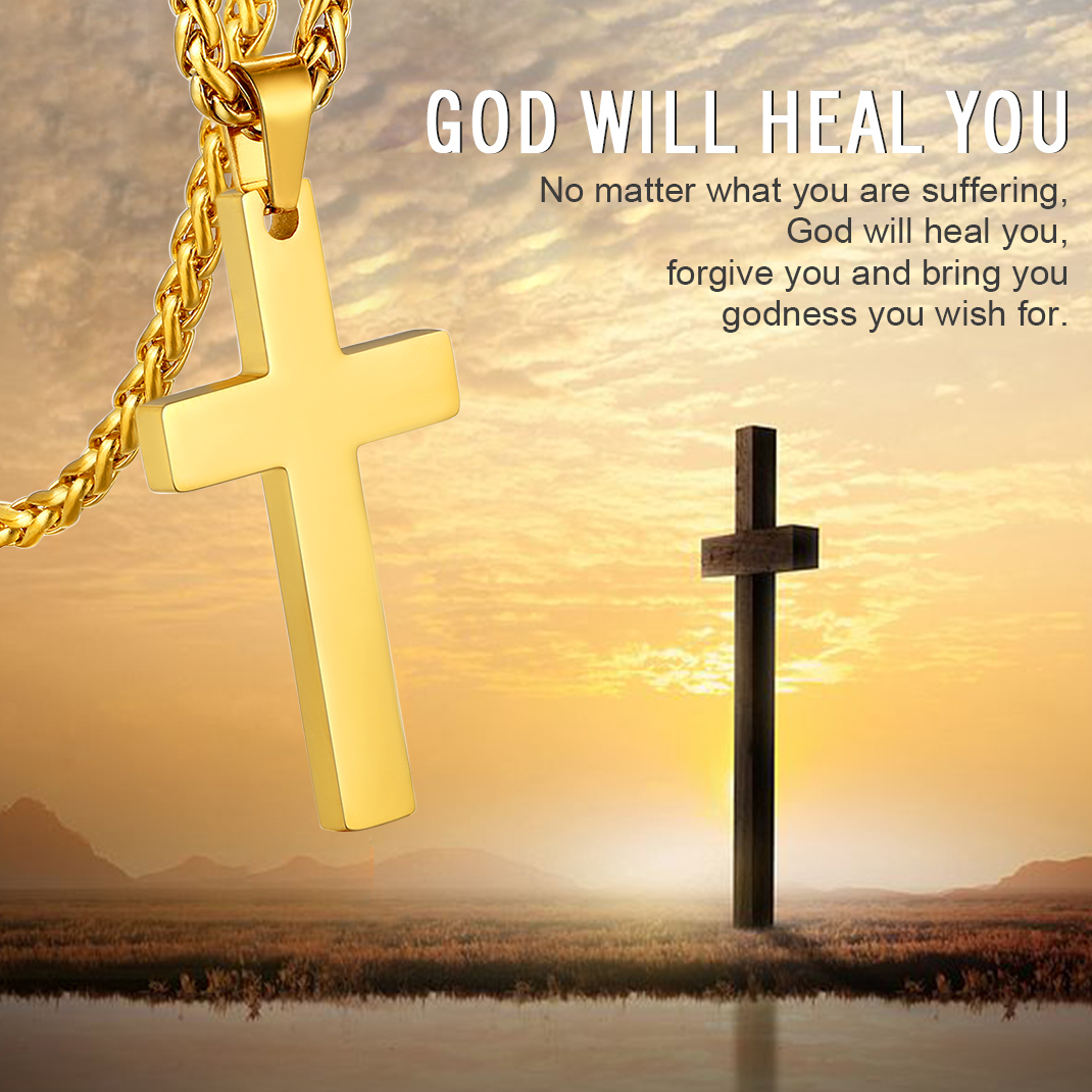 Customizable Stainless Steel Cross Necklace with Free Engraving