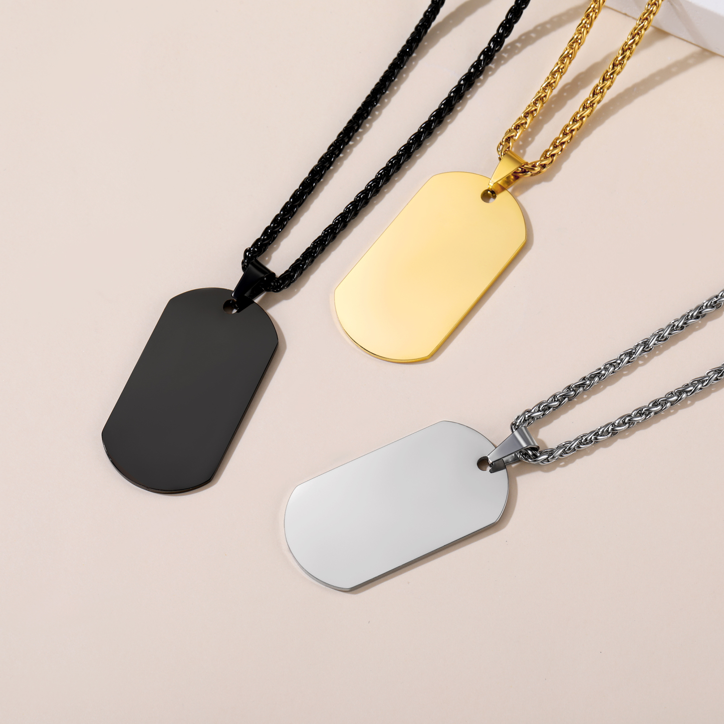 Custom Engraved Double-Sided Dog Tag Necklace for Men Color Collection