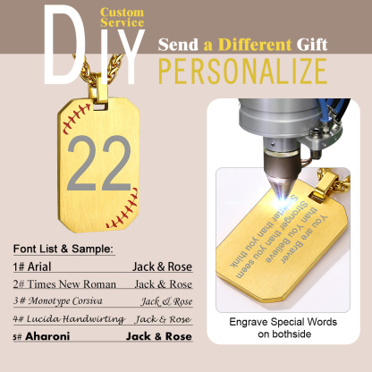Custom Engraved Baseball Number Dog Tags Pendant Necklace for Men diy