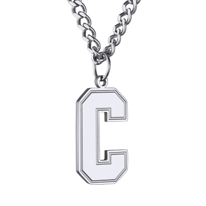 Letter C Necklace Initial Adjustable Stainless Steel Chain