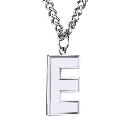 Initial E Necklace Silver
