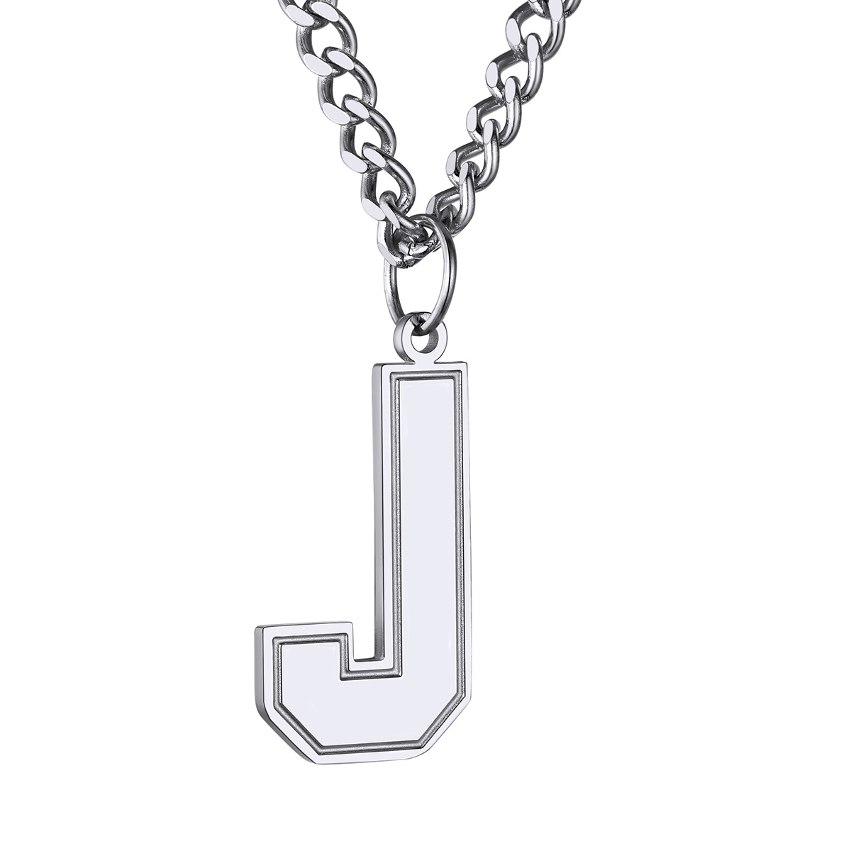 Initial J Necklace Silver