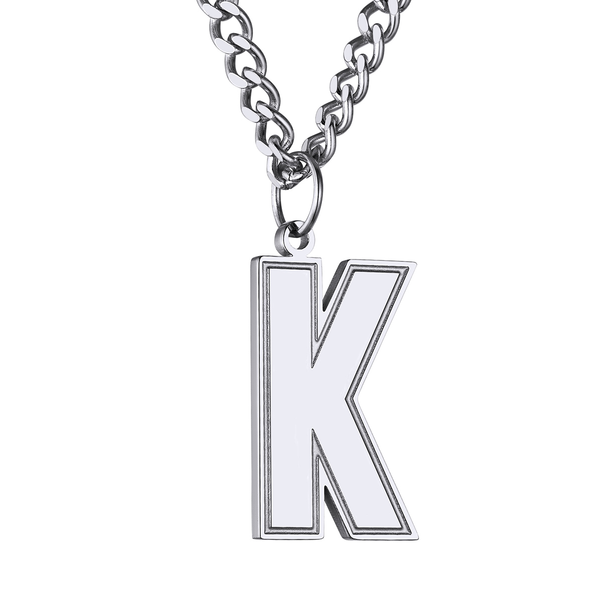 Initial K Necklace Silver