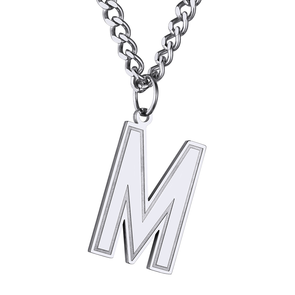 Initial M Necklace Silver