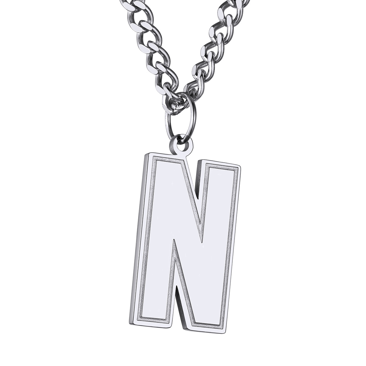 Initial N Necklace Silver