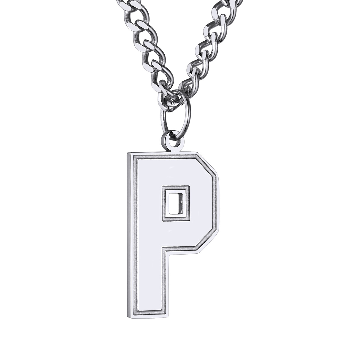 Initial P Necklace Silver