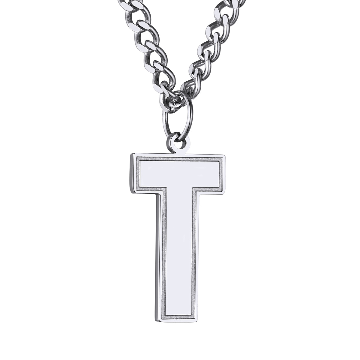 Initial T Necklace Silver