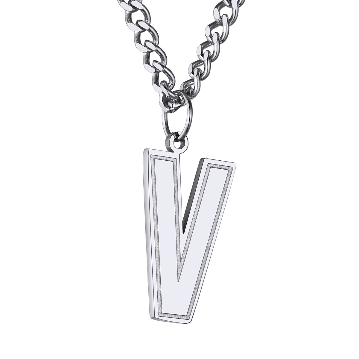 Initial V Necklace Silver