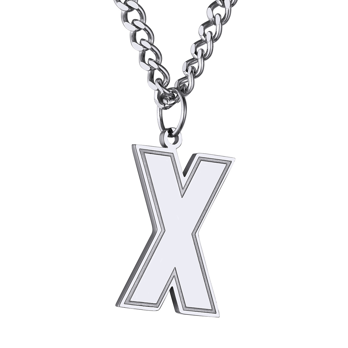 Initial X Necklace Silver