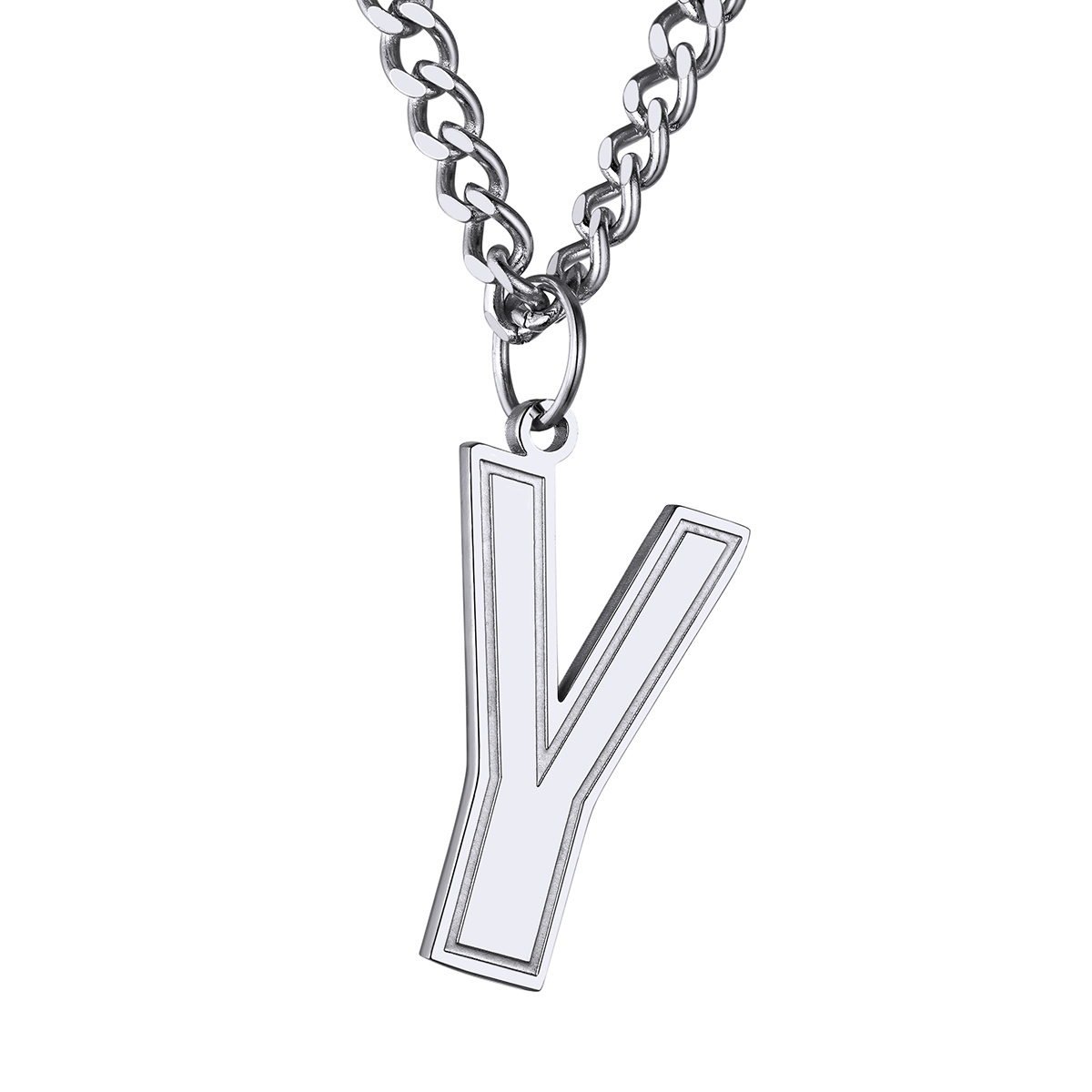 Initial Y Necklace Silver