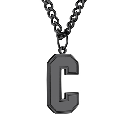 Initial C Necklace Black
