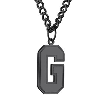 Initial G Necklace Black