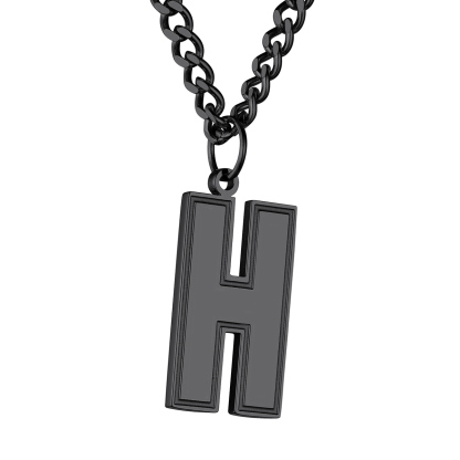 Initial H Necklace Black
