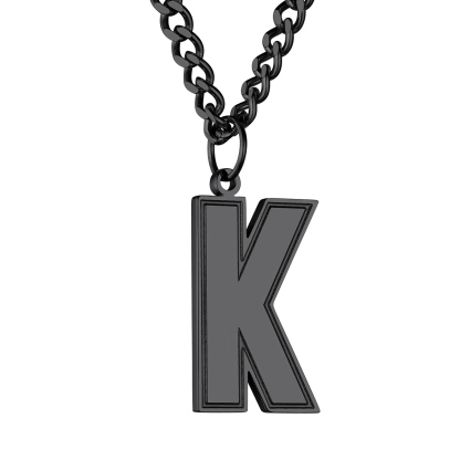 Initial K Necklace Black