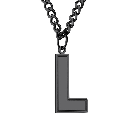 Initial L Necklace Black