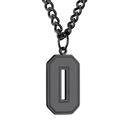Initial O Necklace Black