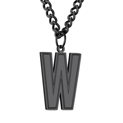 Initial W Necklace Black