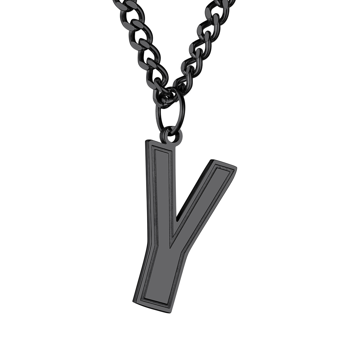 Initial Y Necklace Black