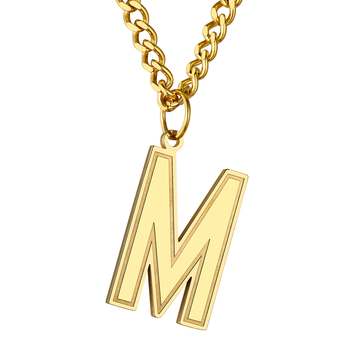 Initial M Necklace Gold