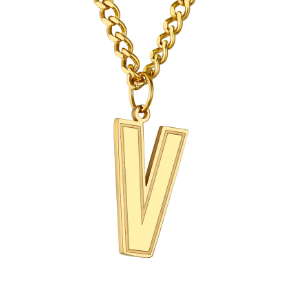 Initial V Necklace Gold