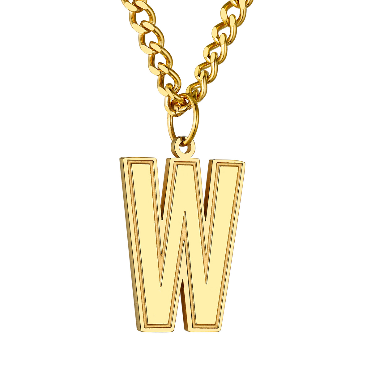 Initial W Necklace Gold
