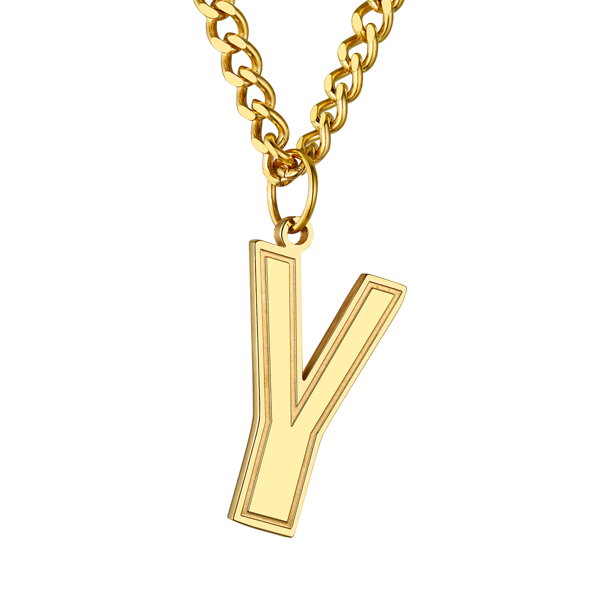 Initial Y Necklace Gold