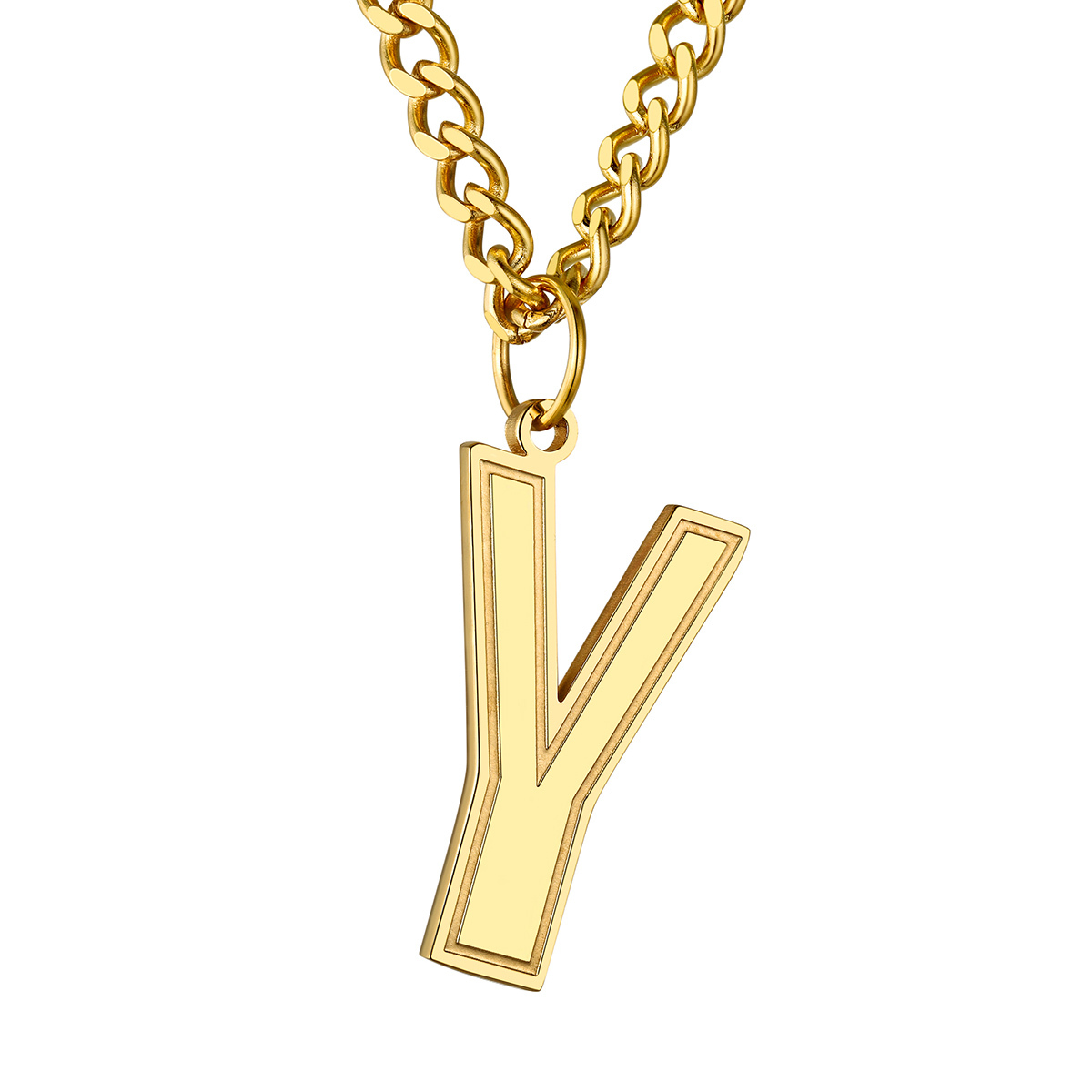 Initial Y Necklace Gold
