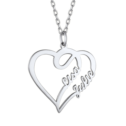 Personalized Heart Name Necklace for Women silver