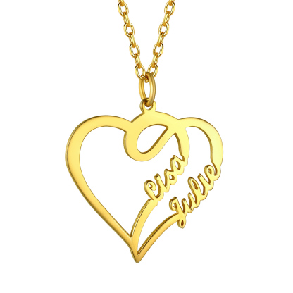 Personalized Heart Name Necklace for Women gold