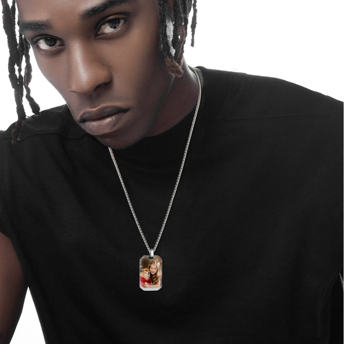 Custom Photo Engraved Pendant Necklace  model